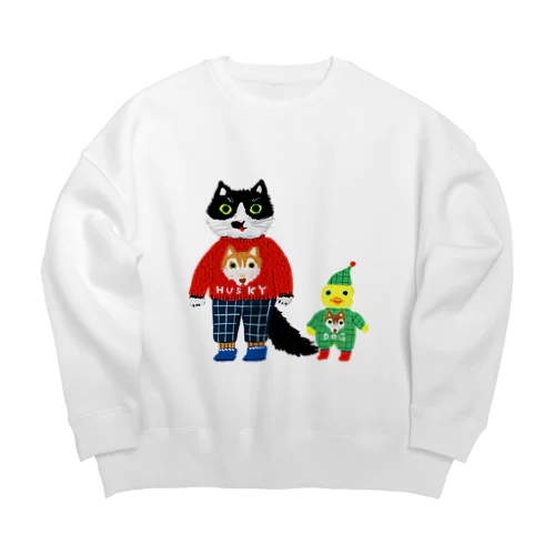 ハスキーのファン Big Crew Neck Sweatshirt