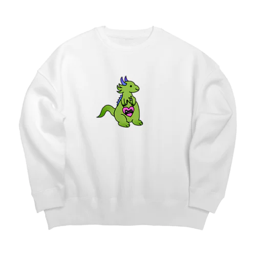 にょぼドラゴン 緑 Big Crew Neck Sweatshirt