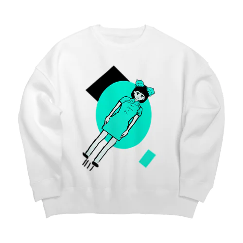 蛸突破飛行少女（ブルー） Big Crew Neck Sweatshirt