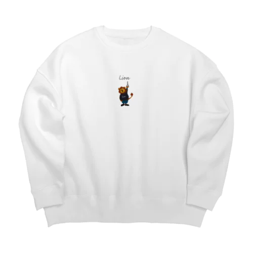 new つり革 ライオン 背景グレー Big Crew Neck Sweatshirt