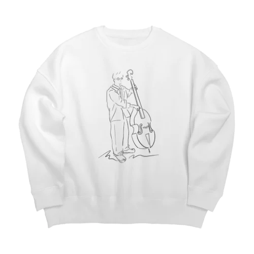 線画　コントラバスの人 Big Crew Neck Sweatshirt