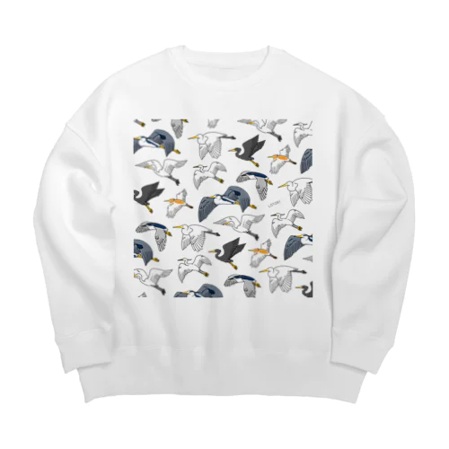 サギ大集合総柄 Big Crew Neck Sweatshirt