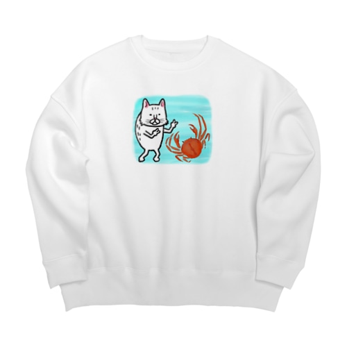白猫と蟹 Big Crew Neck Sweatshirt