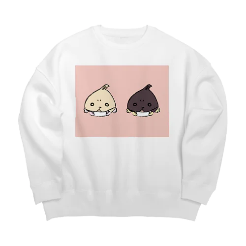 マスクをするニンニクちゃんと黒ニンニクちゃん Big Crew Neck Sweatshirt