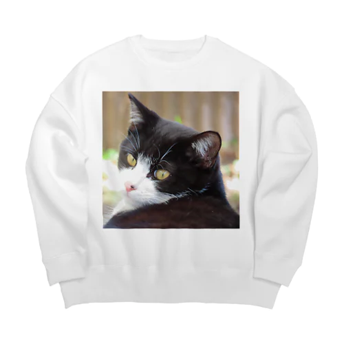 見返りにゃんこ Big Crew Neck Sweatshirt