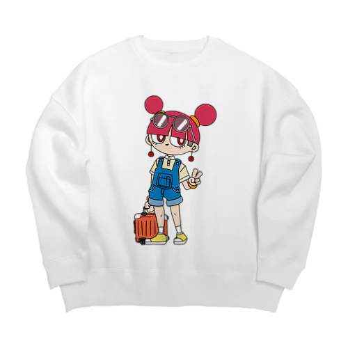 NerdCatHoodies Travel girl Big Crew Neck Sweatshirt