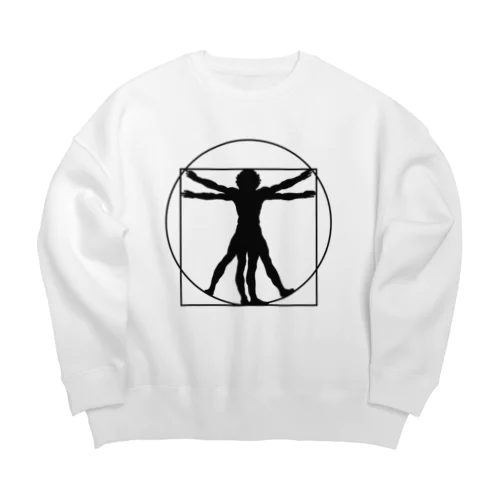 ダ・ヴィンチ　ウィトルウィウス的人体図（黒） Big Crew Neck Sweatshirt