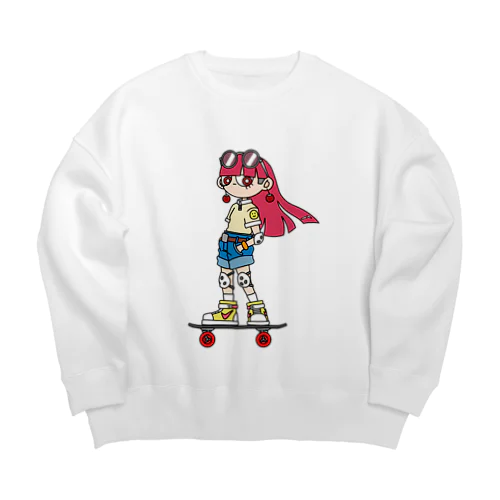 NerdCatHoodies SK8 girl 4 Big Crew Neck Sweatshirt