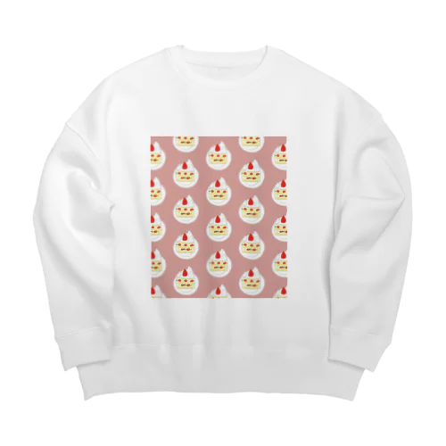 ショートケーキにゃんこ Big Crew Neck Sweatshirt