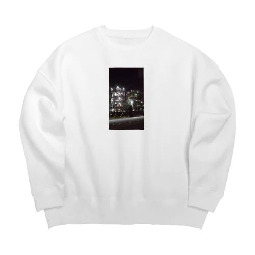 パンクな工場夜景モノクロ Big Crew Neck Sweatshirt