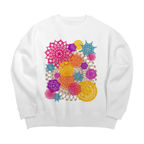 レースのお花畑 トロピカルカラー Big Crew Neck Sweatshirt