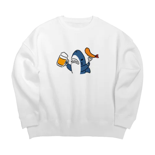 ビールとエビフライとサメ　色付き文字無しVer. Big Crew Neck Sweatshirt