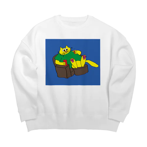 ピザ猫 Big Crew Neck Sweatshirt