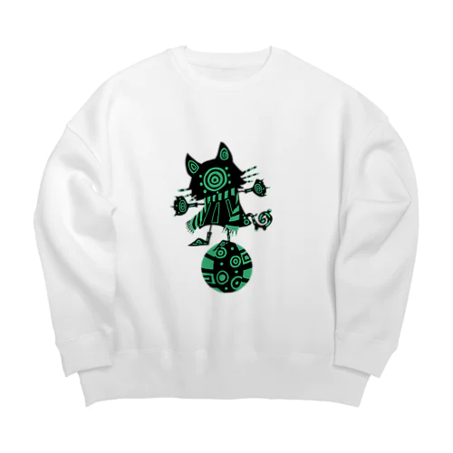 青信号(猫) Big Crew Neck Sweatshirt