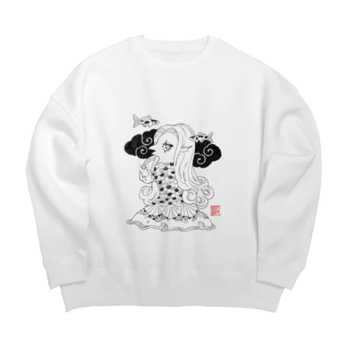 アマビエさま Big Crew Neck Sweatshirt