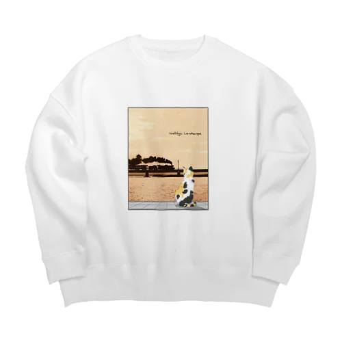 日豊本線 小丸川鉄橋を渡るSL (with 三毛猫) Big Crew Neck Sweatshirt