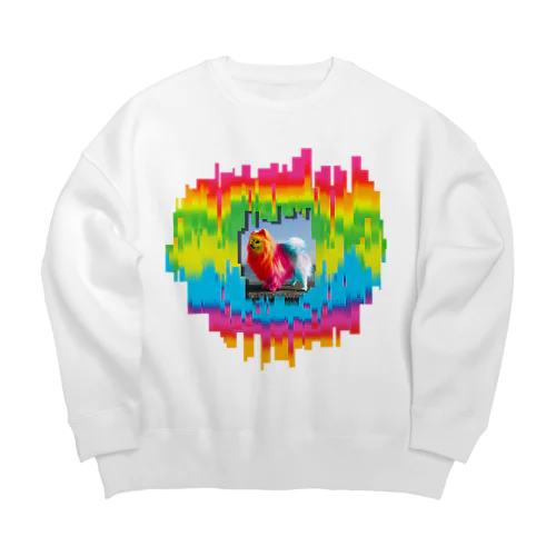 うちのモフモフ　ポメラニアン　レインボー Big Crew Neck Sweatshirt