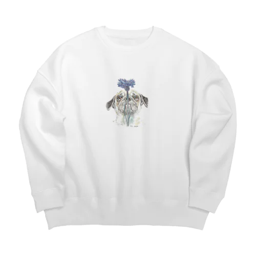 パグとヤグルマギク Big Crew Neck Sweatshirt