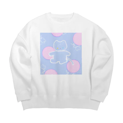 透けねこ Big Crew Neck Sweatshirt