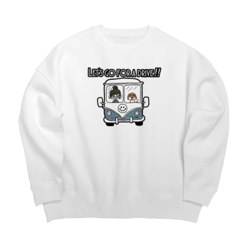 主と愛犬とニコマル Big Crew Neck Sweatshirt