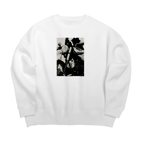 モノクロバイク女子 Big Crew Neck Sweatshirt