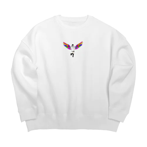 羽が生えた少女 Big Crew Neck Sweatshirt