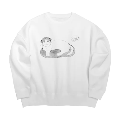 スコティッシュフォールド(猫) Big Crew Neck Sweatshirt