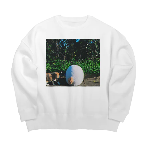 猫と彫刻 Big Crew Neck Sweatshirt