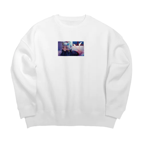 【サイン入り】飴宮むにイラストグッズ Big Crew Neck Sweatshirt