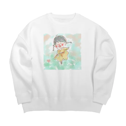 ゆるふわ女の子。 Big Crew Neck Sweatshirt