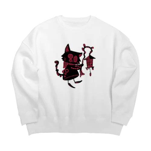 赤信号(猫) Big Crew Neck Sweatshirt