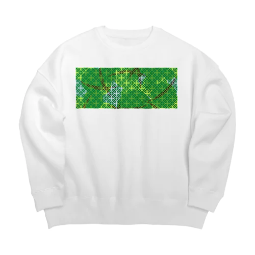 木漏れ日の七宝柄（緑） Big Crew Neck Sweatshirt