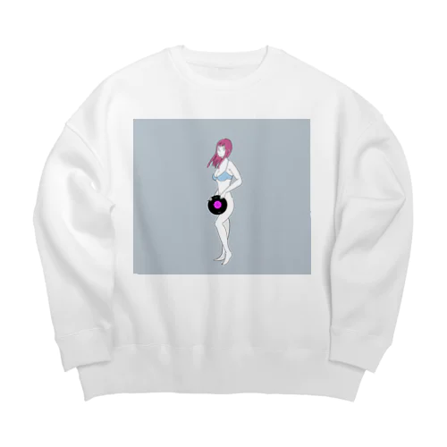 レコードで隠す女子 Big Crew Neck Sweatshirt