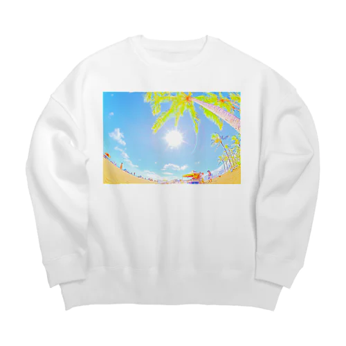 ハワイワイキキビーチ（イラスト） Big Crew Neck Sweatshirt