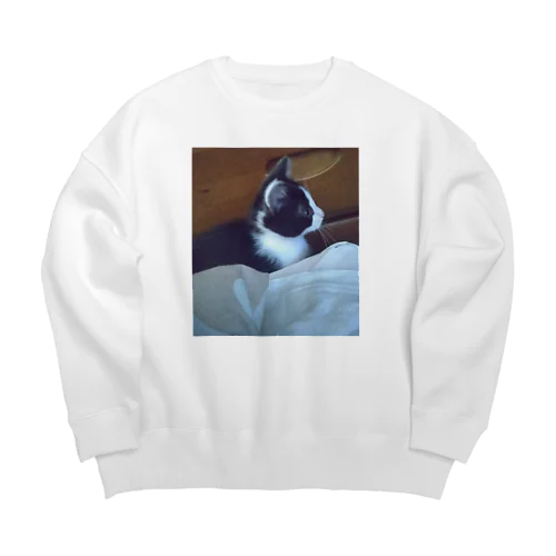 興味ワクワク テールくんは猫たん Big Crew Neck Sweatshirt