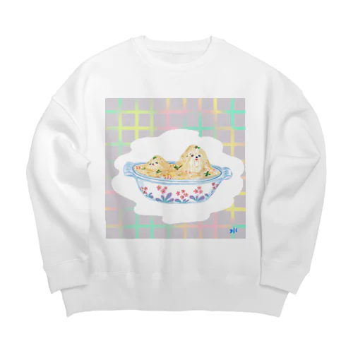 マルチーズたっぷりグラタン Big Crew Neck Sweatshirt