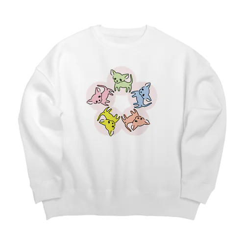 ゆるチワワ（フラワーサークル） Big Crew Neck Sweatshirt