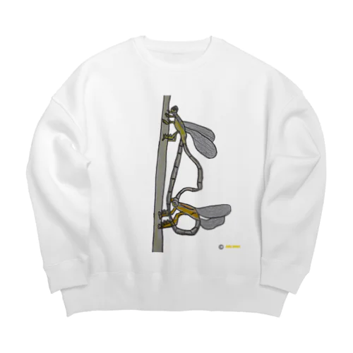 Two Dragonflies Mating 児童画 交尾 する 2匹 の トンボ Big Crew Neck Sweatshirt