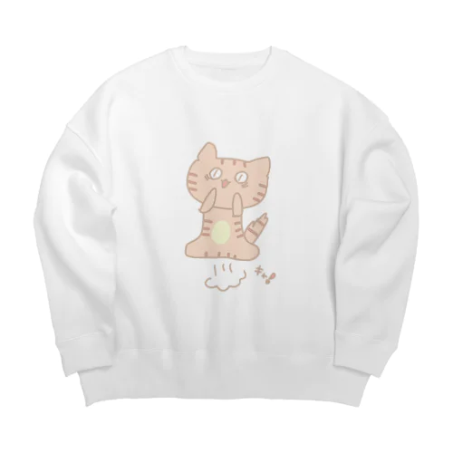 猫がキャット驚いた！ Big Crew Neck Sweatshirt