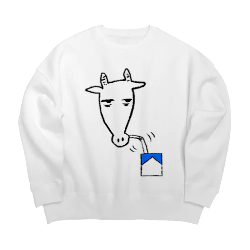 飲み物を嗜なむ『うしなうものが何もないうし』 Big Crew Neck Sweatshirt