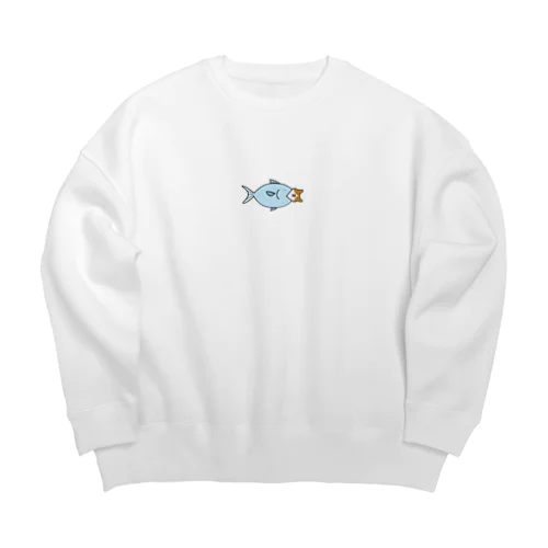 お魚くわえたハチワレ猫 Big Crew Neck Sweatshirt