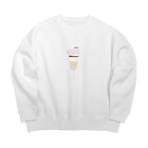 白いちごのパフェ Big Crew Neck Sweatshirt