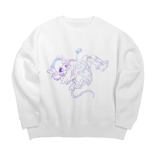 電子の海🐬線画ver Big Crew Neck Sweatshirt