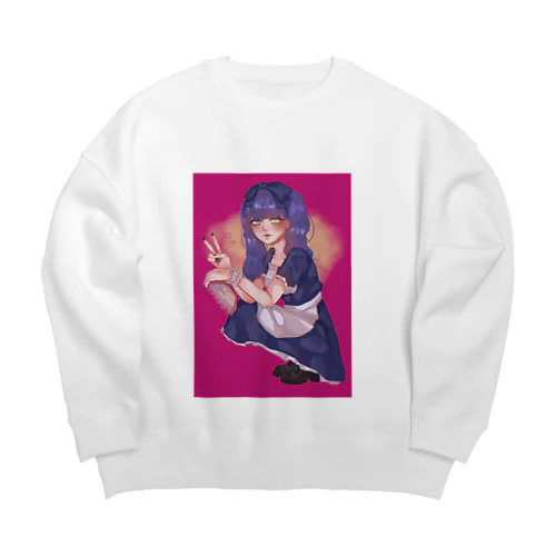 ツインテールメイドさん Big Crew Neck Sweatshirt