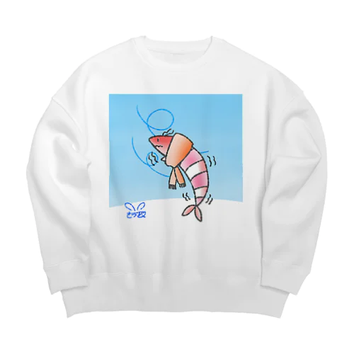 さむさむえび丸〜背景＆サイン入り〜 Big Crew Neck Sweatshirt