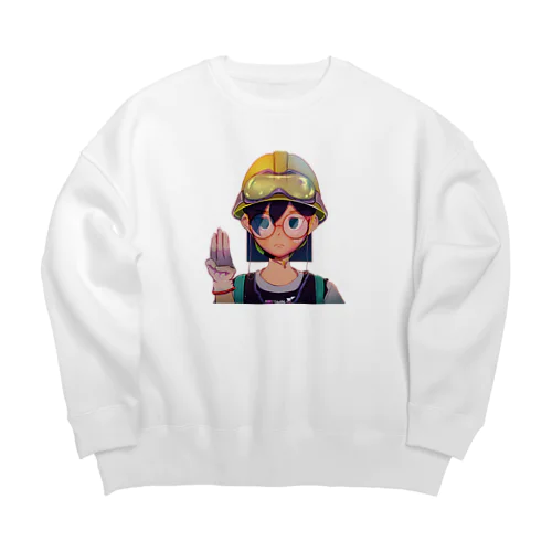 ミャンマー女子の3本指 Big Crew Neck Sweatshirt