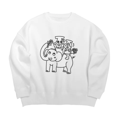 ばななたろう&ななちゃん〈線画〉 Big Crew Neck Sweatshirt