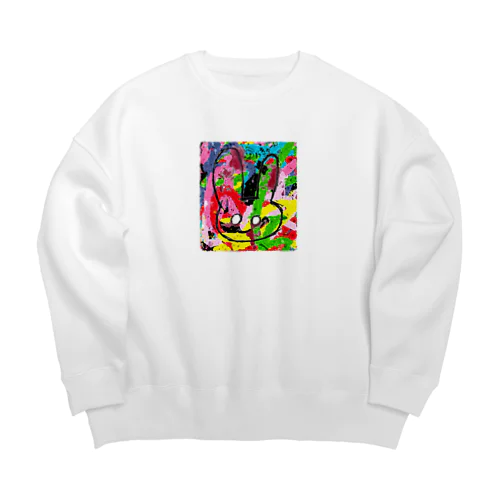 バきゅーんウサギ落書きバージョン Big Crew Neck Sweatshirt