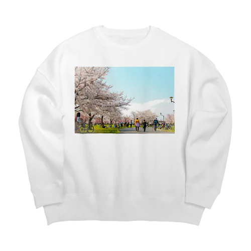 お花見 Big Crew Neck Sweatshirt