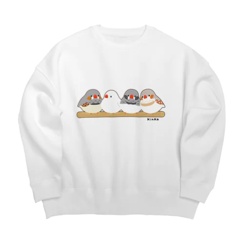 キンカチョウ（枠付き） Big Crew Neck Sweatshirt